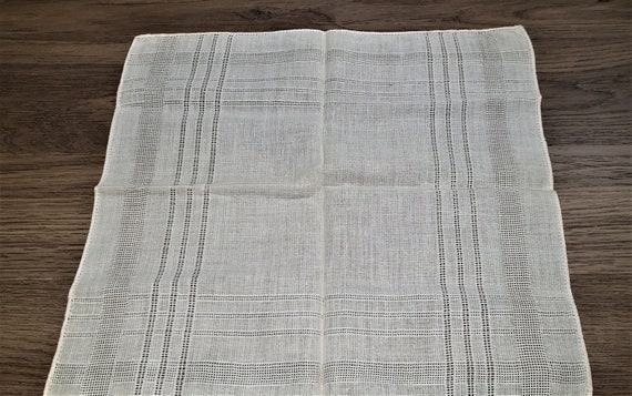 Vintage Hand Woven Linen Ladies Handkerchief - image 2