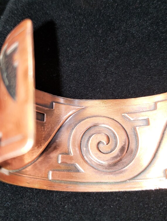 Solid Copper Cuff With Aztec Design - image 4