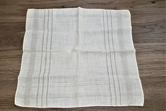 Vintage Hand Woven Linen Ladies Handkerchief - image 1