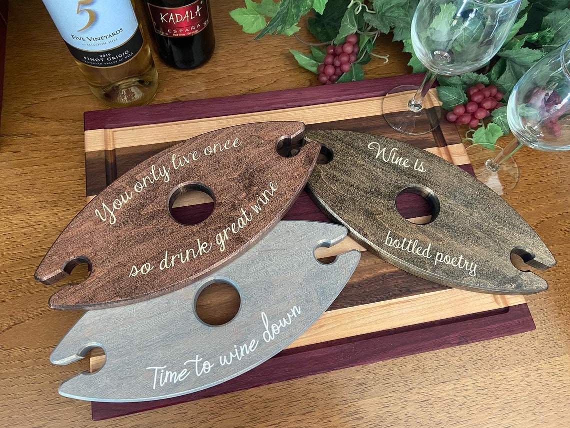 Wine Caddy Wine Glass Holder Table Decor Wine Gifts Etsy