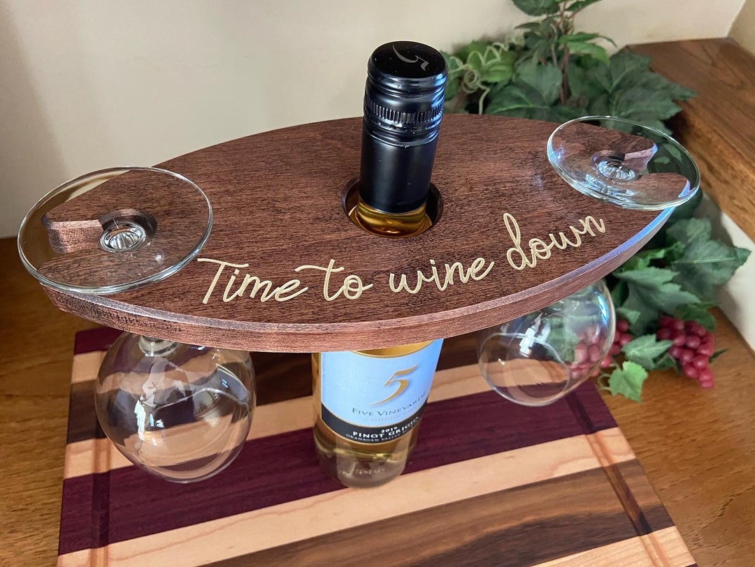 Wine Caddy Wine Glass Holder Table Decor Wine Gifts Etsy