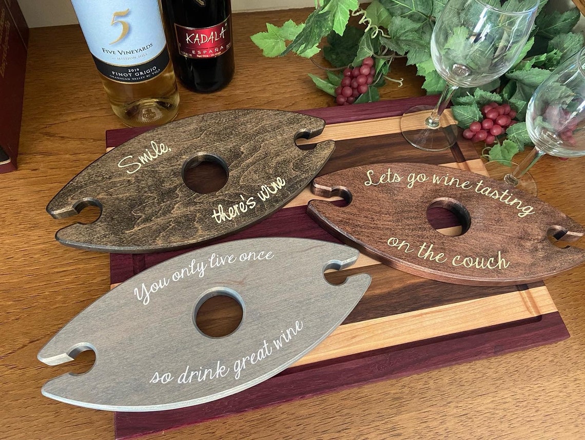 Wine Caddy Wine Glass Holder Table Decor Wine Gifts Etsy