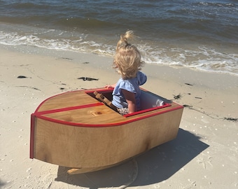 Wood rocking horse boat