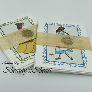 Tarjetas de felicitación inspiradas en La Bella y la Bestia, paquete de 5