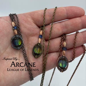 Arcane League of Legends Hextech inspired necklace - Moonstone, Crystal, Copper, Bronze, Gunmetal