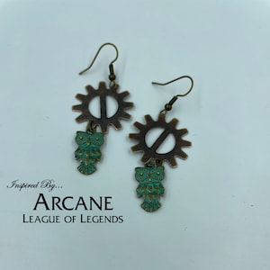 Arcane League of Legends Inspired Earrings -  Steampunk Owls