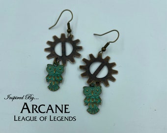 Arcane League of Legends Inspired Earrings -  Steampunk Owls