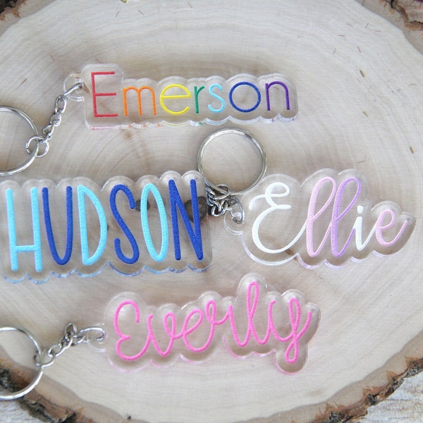 Colored Personalized Name Keychain, Backpack Tag, Gift for Kids, Stocking Stuffer