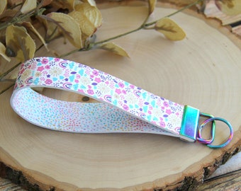 Rainbow Rain Double Sided Key Fob Wristlet