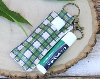 Plaid Lip Balm Keychain