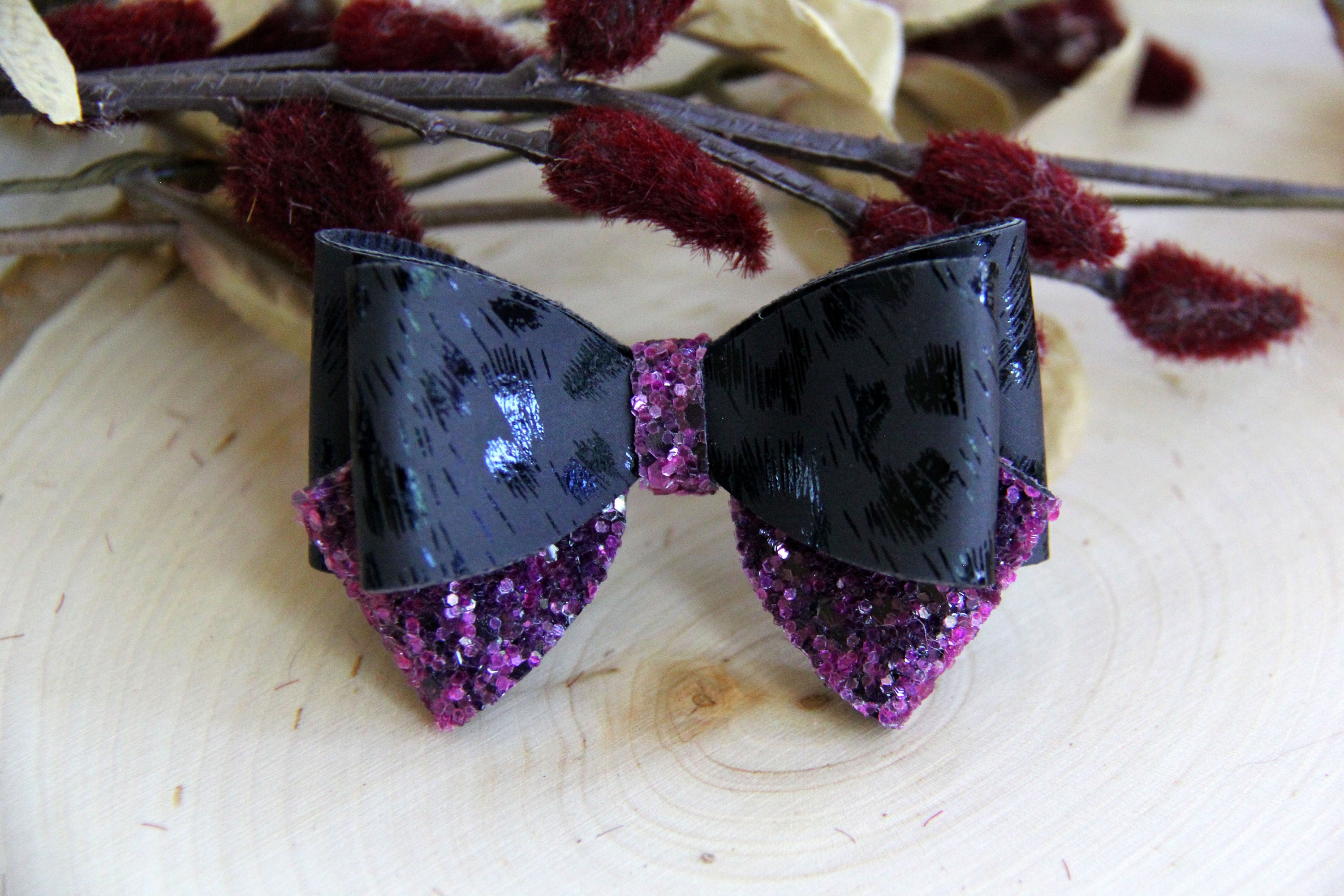 25 Matte Schwarze und Lila Schleife Kleine Mädchen | Etsy