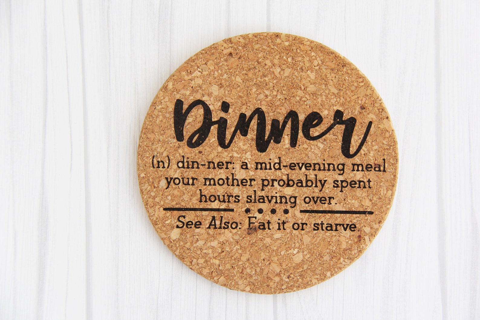 7 Dinner Definition Cork Trivet Kitchen Decor Etsy