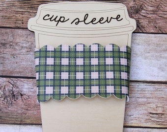 Green Plaid Coffee Cup Sleeve