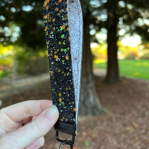 Spiderweb Halloween Glitter Wristlet