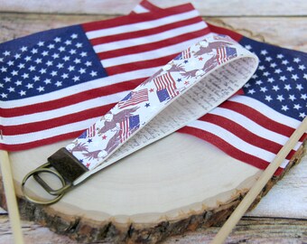 Patriotic Eagle Double Sided Key Fob Wristlet