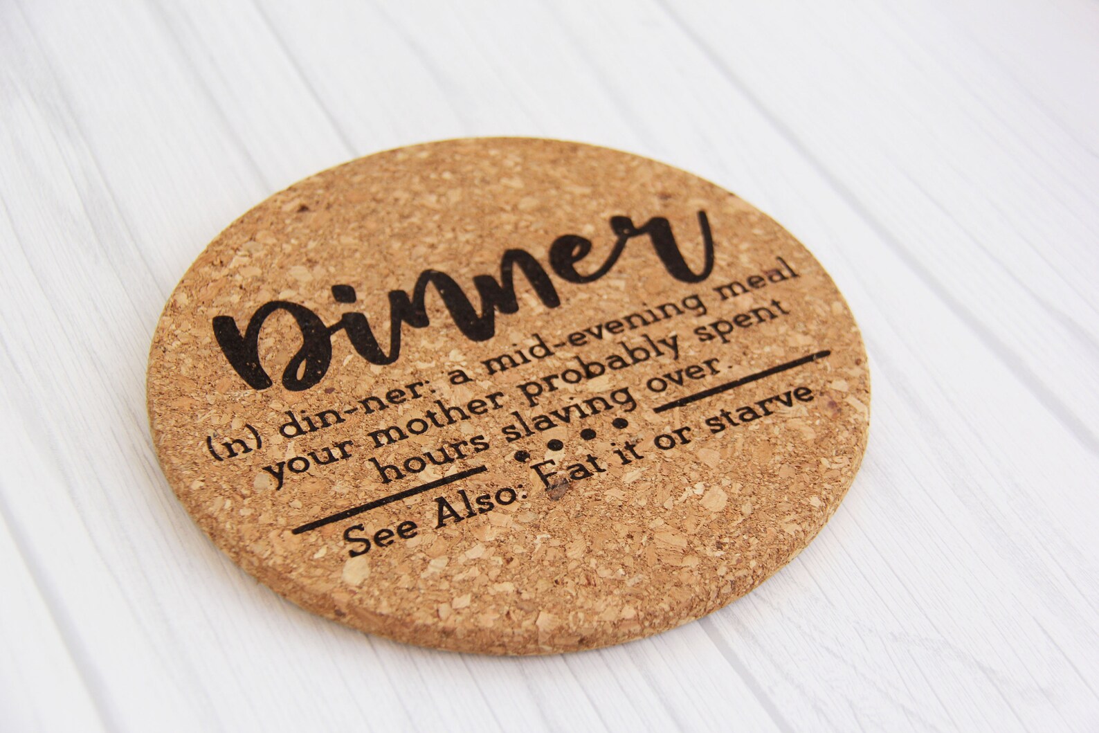 7 Dinner Definition Cork Trivet Kitchen Decor Etsy