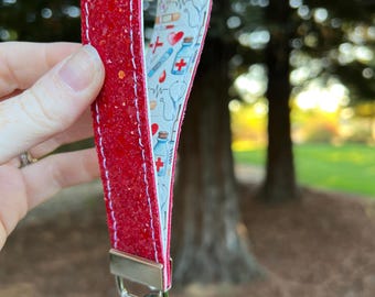 Nursing Red Glitter Wristlet