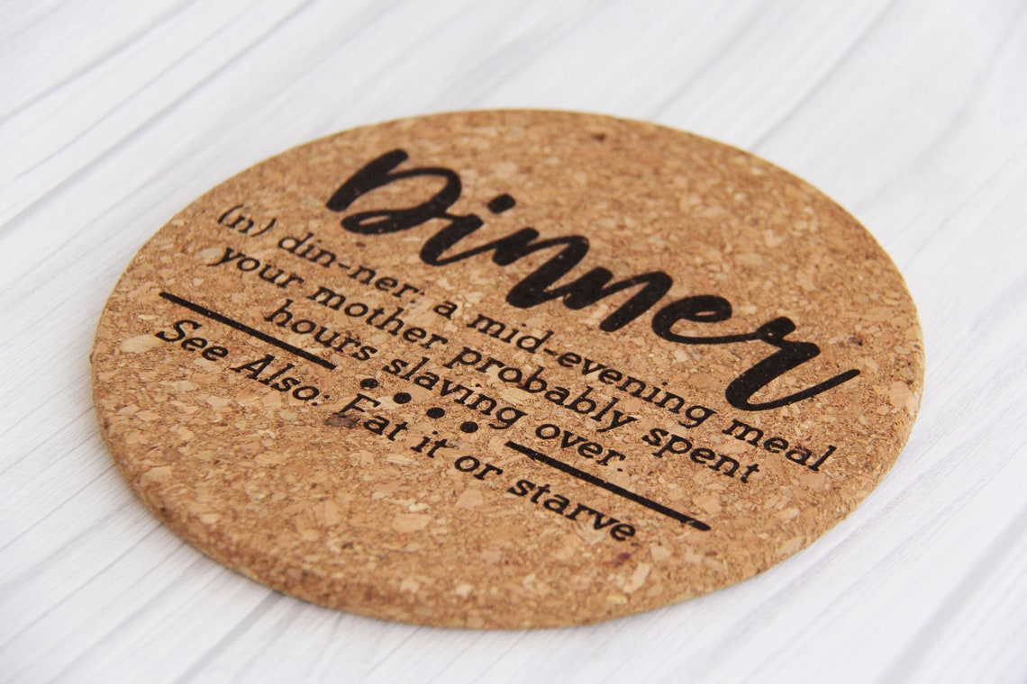 7 Dinner Definition Cork Trivet Kitchen Decor Etsy