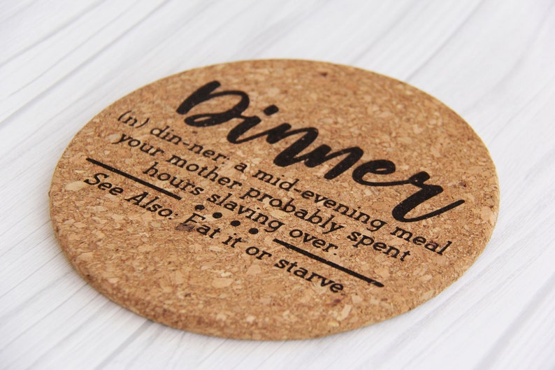 7 Dinner Definition Cork Trivet Kitchen Decor Etsy