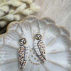 Hand-Painted Owl Earrings: Unique Polymer Clay Bird Jewelry