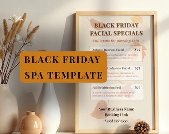 Autumn Black Friday Spa Flyer |  Fall Facial Promo Template for Estheticians | Editable Canva