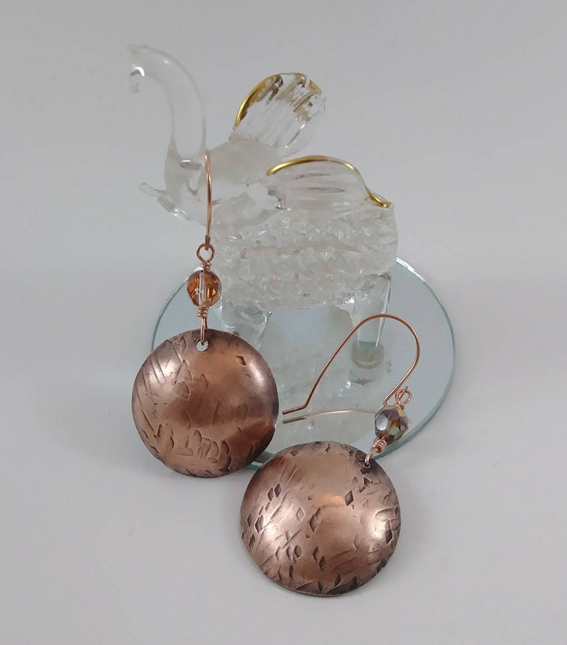 Domed and Textured Copper Earrings