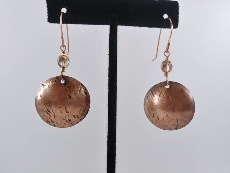 Domed and Textured Copper Earrings