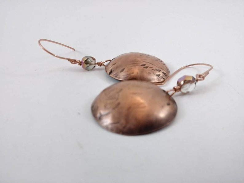 Domed and Textured Copper Earrings