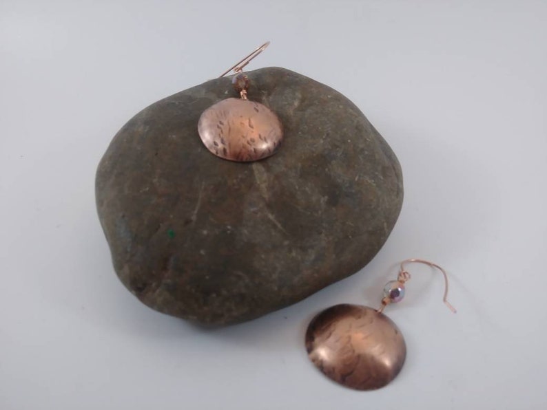 Domed and Textured Copper Earrings