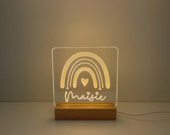 Cadeau de bébé personnalisé pour les nouveau-nés, veilleuse arc-en-ciel, chambre de bébé, cadeau d'anniversaire pour bébé, veilleuse de nom