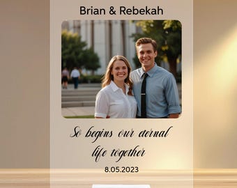 Personalized Engagement Photo Frosted Acrylic Plaque: Unique Couple Gift
