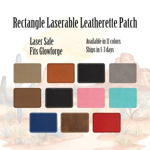 Set of 10 Blank Rustic Laserable Leatherette Rectangle Patch With
