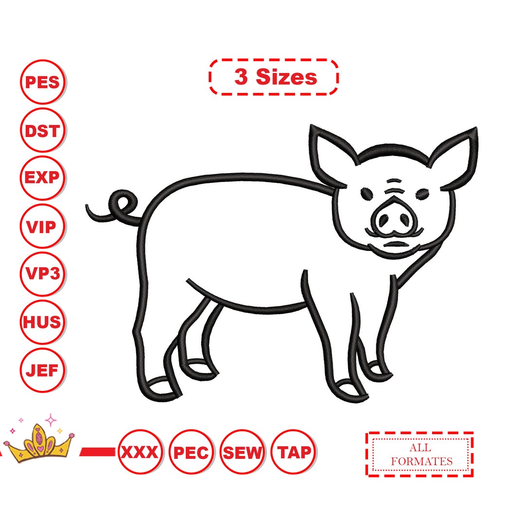 Pig Outline Embroidery Pig Outline Embroidery Design Pork Embroidery Pig Outline Embroidery Pig Outline Embroidery Design Pork Embroidery