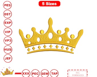 Crown Embroidery Design, Crown embroidery machine, Tiara crown embroidery,  Digital download