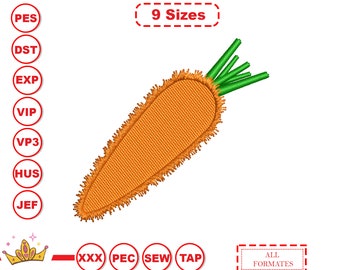 Carrot Embroidery Design, Carrot filled stitch, Carrot Mini Machine Embroidery Patterns Instant Download 9 sizes