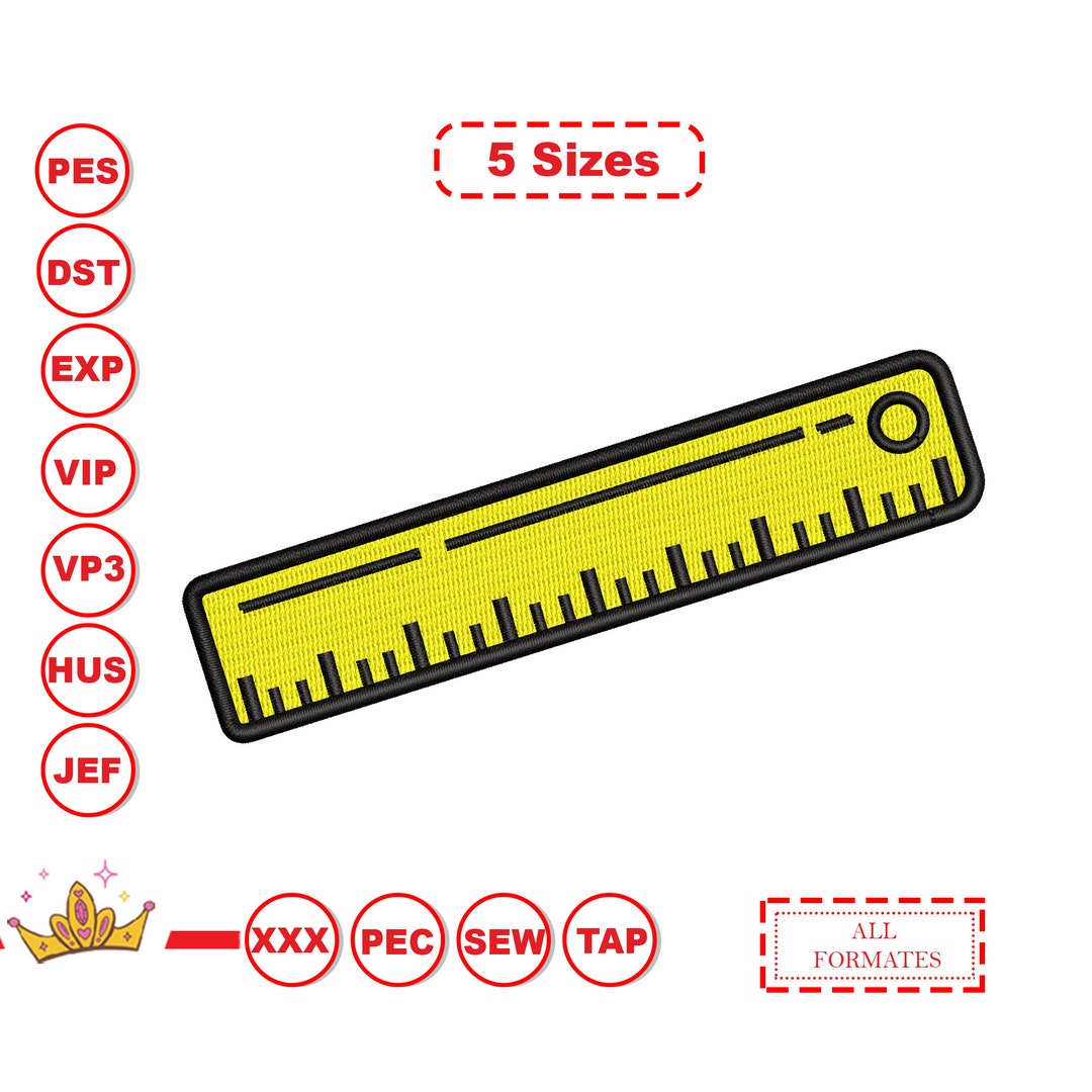 Ruler Embroidery Design, Teachers Rule Embroidery Machine, Fill Stitch ...