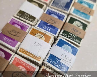 Vintage Briefmarken von der holländischen Königin Chamelena, für Journaling, Basteln und Sammeln.