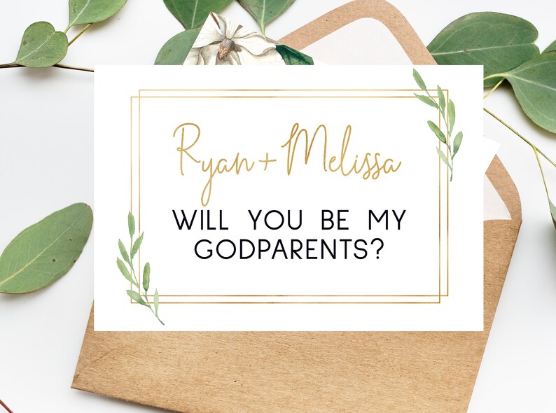 Godparents Proposal Card Custom Printable Will You Be My Godparents 