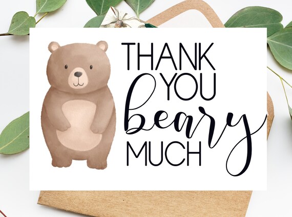 Printable Funny Thank You Beary Much Card Punny Bear Card - Etsy UK Printable Funny Thank You Beary Much Card Punny Bear Card - Etsy UK