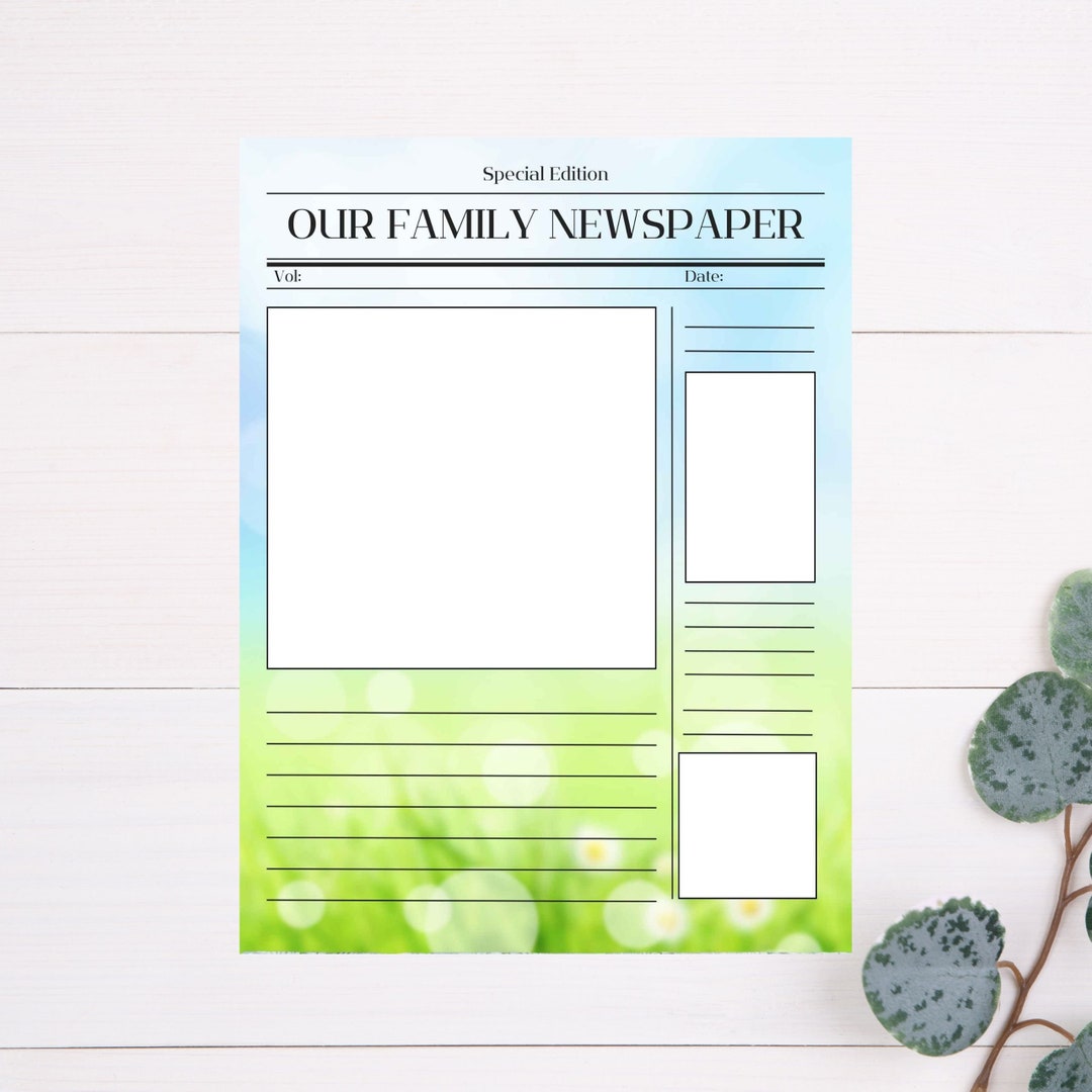 Family Newspaper Template Family News Newspaper Printable - Etsy