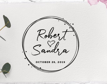 Sello Boda, Sello Boda Personalizado, Sello Boda Caucho, Sello Boda Romántico, Sello Boda Corazón, Sello Boda Madera