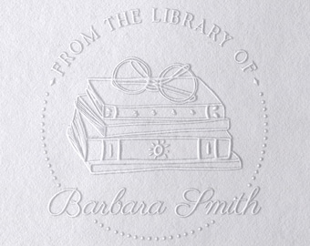 Custom BOOK EMBOSSER STAMP | Personalized Library Stamp | Choose from 12 Designs | Embosser, Wood, Self Inking | Ideal Gift for Book Lovers