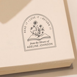 BOEKZEGEL Aangepaste bibliotheekstempel Embosser-stempel Uit de bibliotheek van Stamp Boekenliefhebber Gepersonaliseerde stempel Boek Embosser afbeelding 10