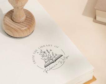 BOOK STAMP | Custom library Stamp | Embosser Stamp | From the Library of Stamp | Book Lover | Personalized Stamp | Book Embosser