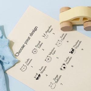 You can choose one of our 9 exclusive designs, specially designed for marking kid's clothes for school