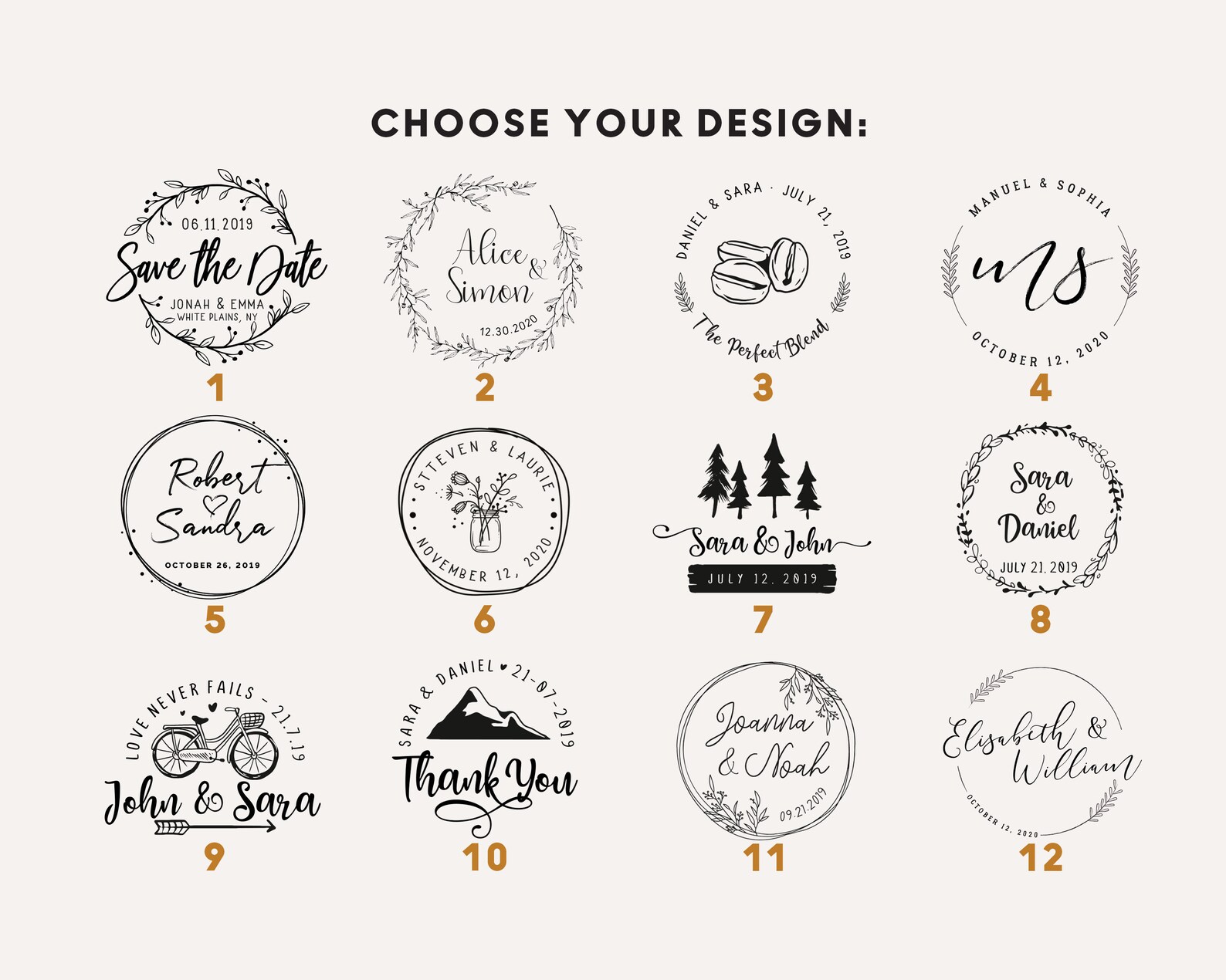 Custom Stamp for Weddings Circular Stamp Diy Wedding Stamp Etsy