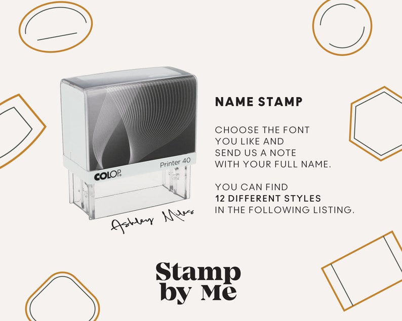 SIGNATURE STAMP, Self Inking Name Stamp, Calligraphy Stamp, Cursive Name Stamp, Name Stamp, Calligraphy Stamp image 2