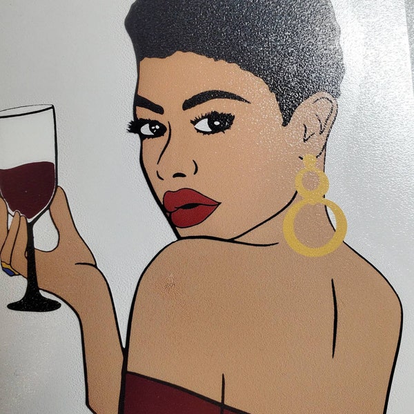 Diva - Over the shoulder with Wine Glass - Decal Sticker