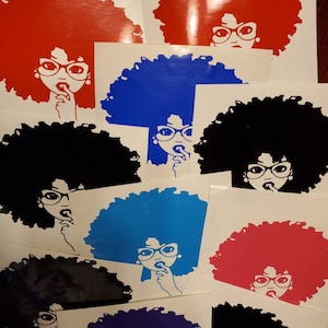 Afro Lady with Finger in Mouth - Decal Sticker
