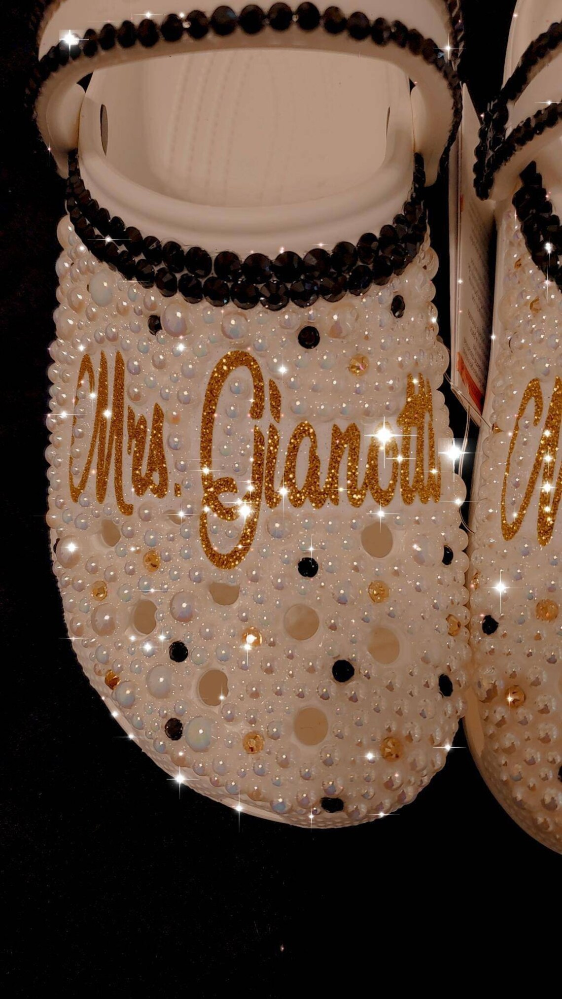 white sparkly wedding crocs